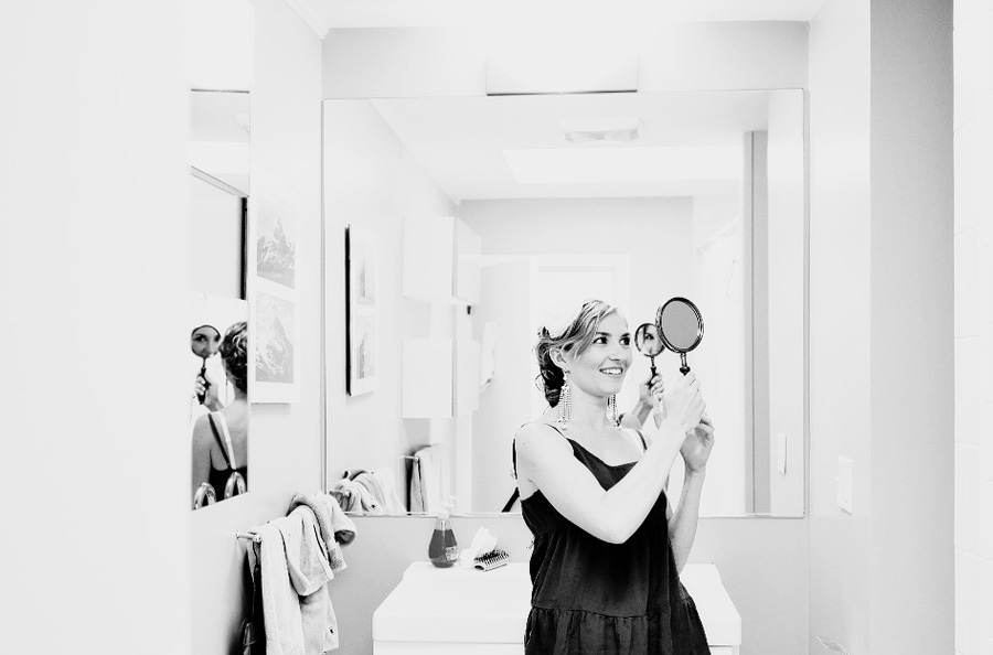 unique getting ready photo at a boston elopement