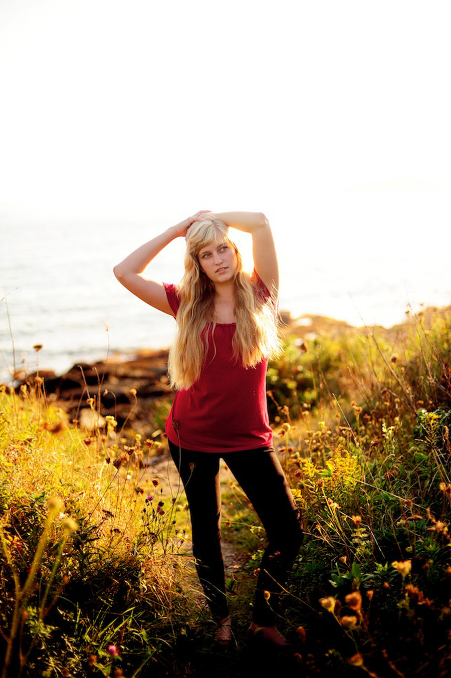 dreamy sunset senior session in cape elizabeth, maine