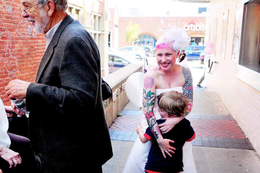 bride greeting guests