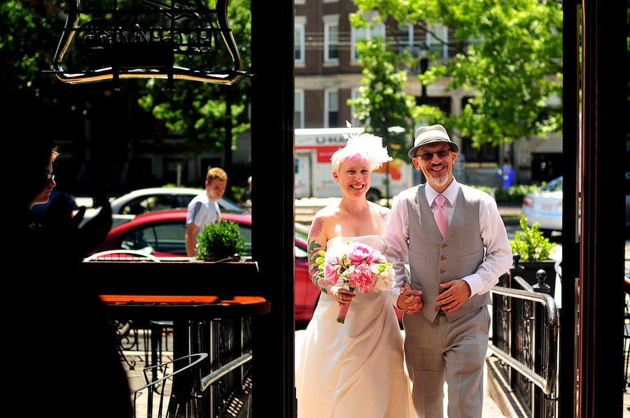 couple entering their reception