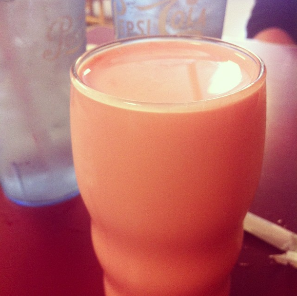 Kim and I went to lunch before Saturday's wedding and I got strawberry milk. Naturally.
