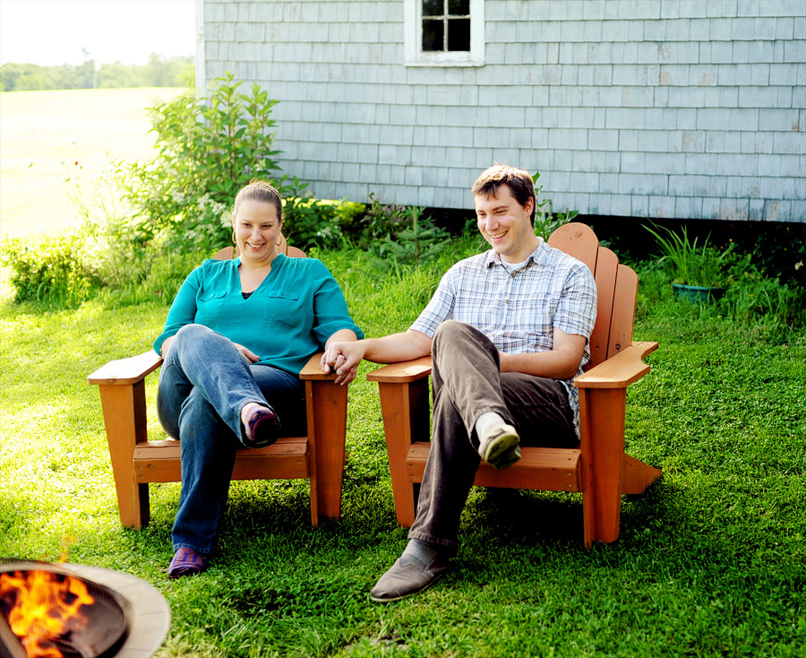 Emily & Travis did their engagement session at their home in Buxton -- we even had a fire. :)