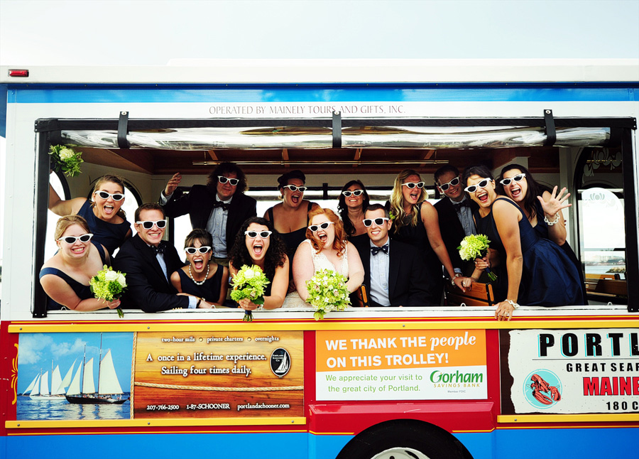 Heather & David's wedding party wanted to be sure they got a shot on their trolley!