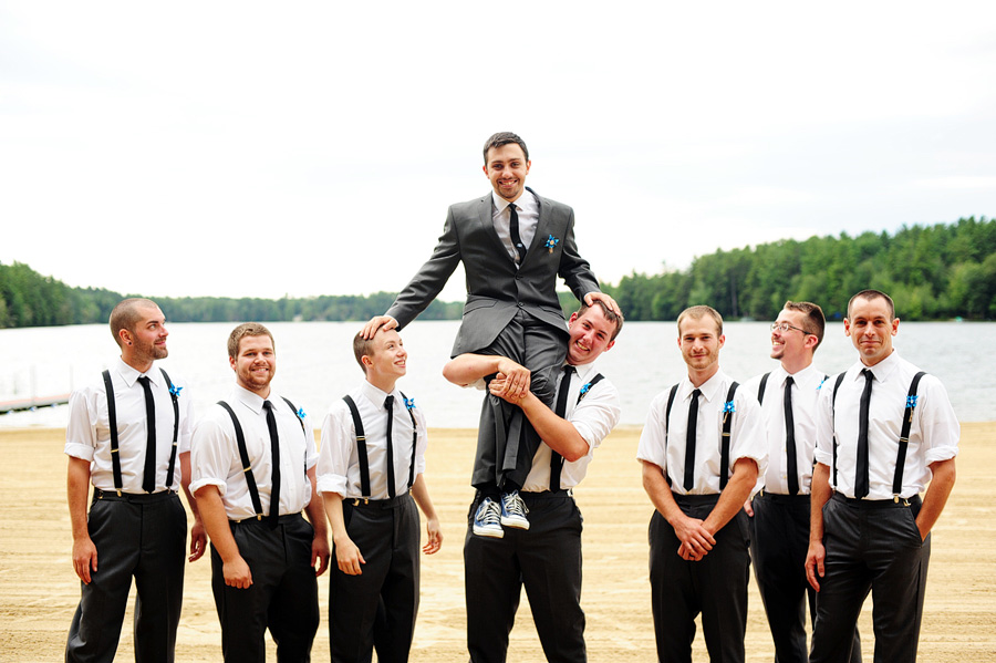 I loved that Nick's groomsmen picked him up for a shot!