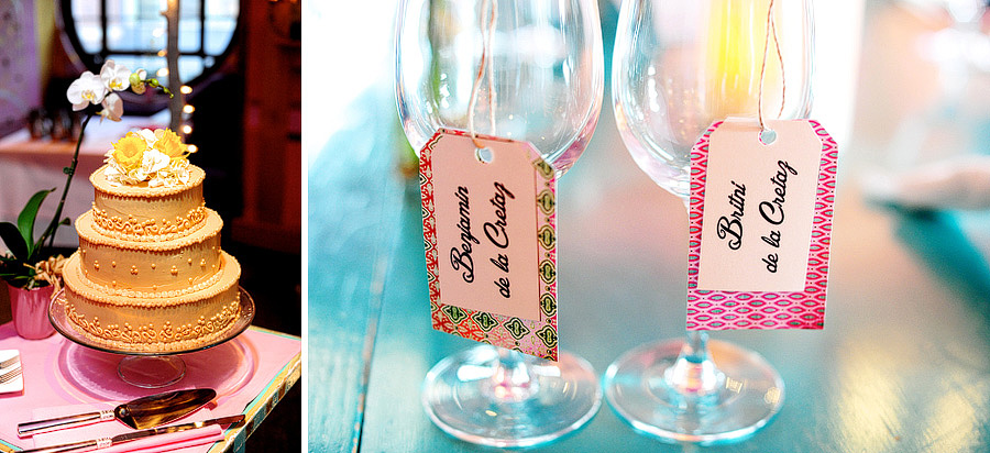 Britni & Ben's cake, done by the venue (UpStairs on the Square in Cambridge) and their adorable place card tags!