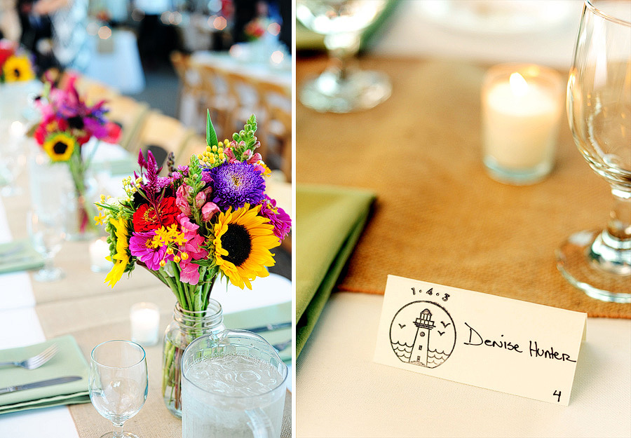 Caroline & Silas had amazing pops of color from the flowers, and the cutest place cards.