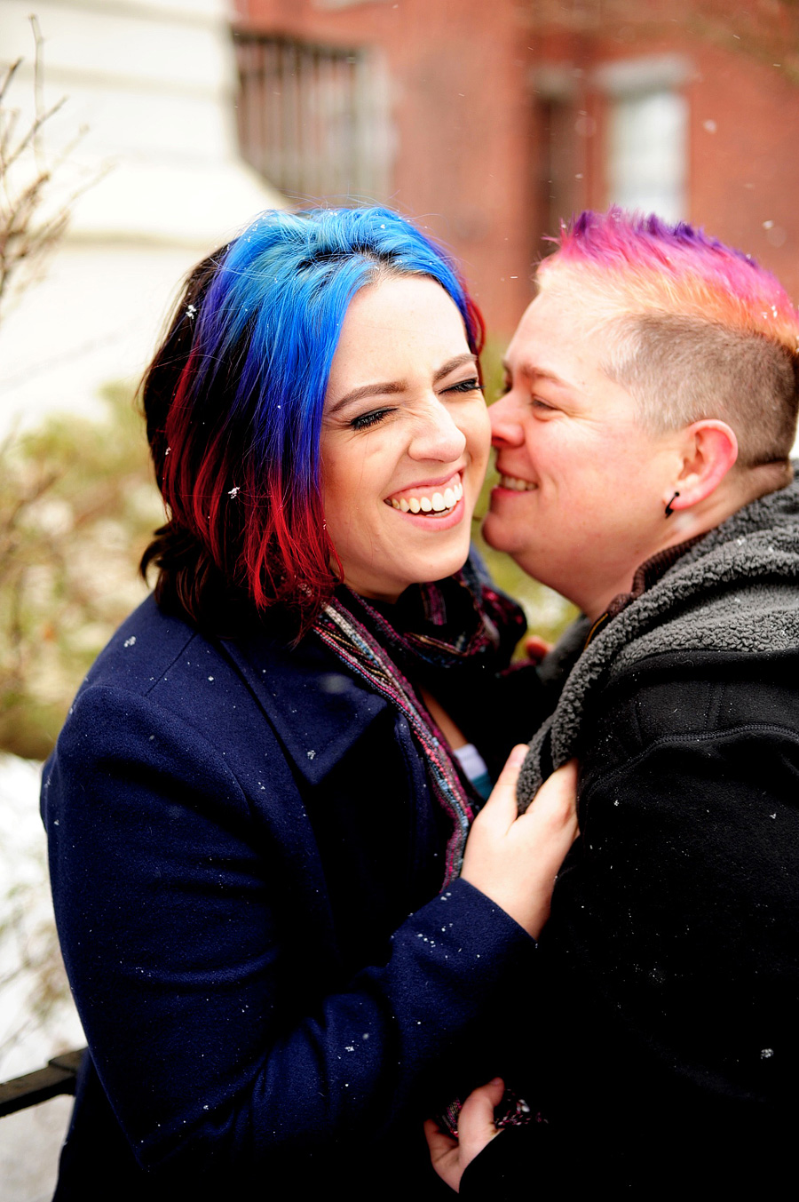 I spent a VERY cold afternoon with Meg & Carrie for their "Day After" shoot (8 months after their actual wedding day...).