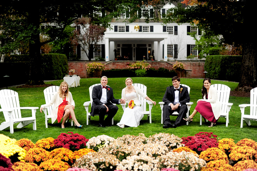 I loved this shot from Elizabeth & Bruce's wedding -- the two of them with their kids, sitting in front of the Woodstock Inn, where they had their ceremony!