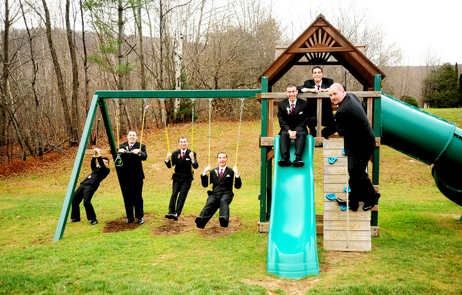 Chris & his groomsmen had fun with this playground set-up. :)