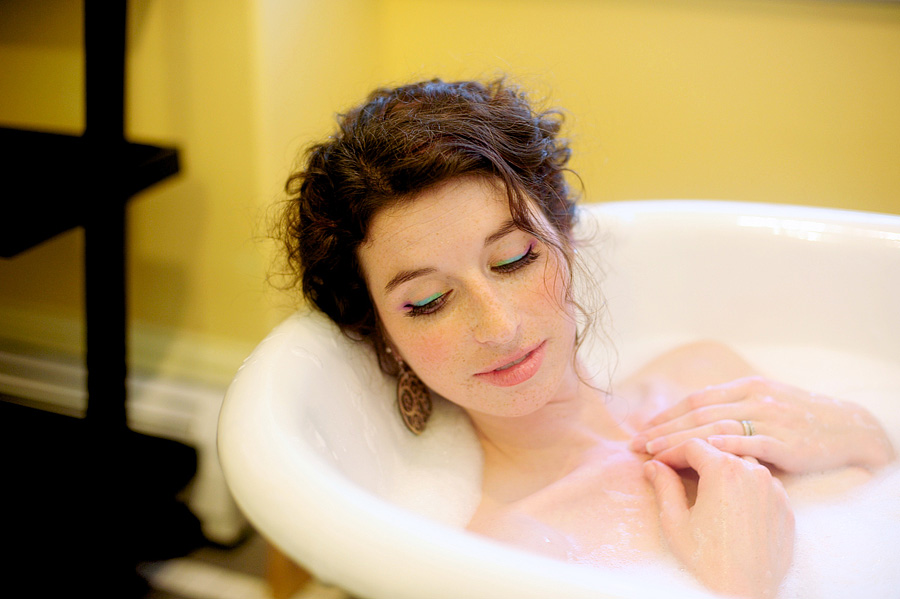 I did Katie's boudoir session -- part of which took place in a bubble bath!