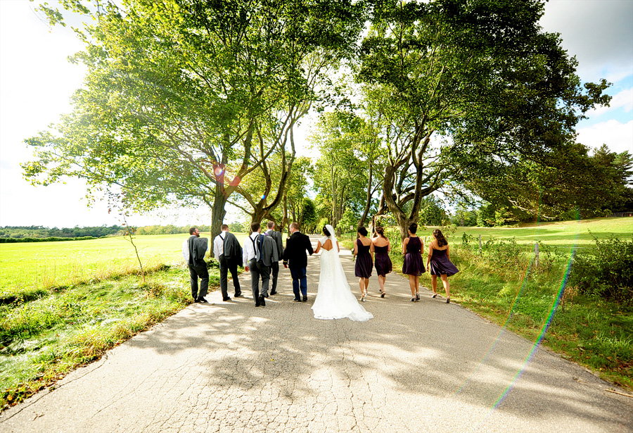 Lovely requested this shot of them and their wedding party walking off in the distance!