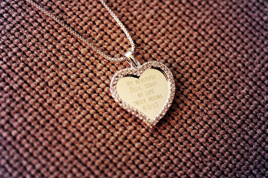 Sam gave this necklace to Deja on their wedding day -- so sweet!