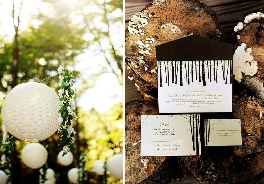 Emily & Travis had some gorgeous white lanterns hung all around their ceremony site, and I grabbed a shot of their Save the Date and invitation!