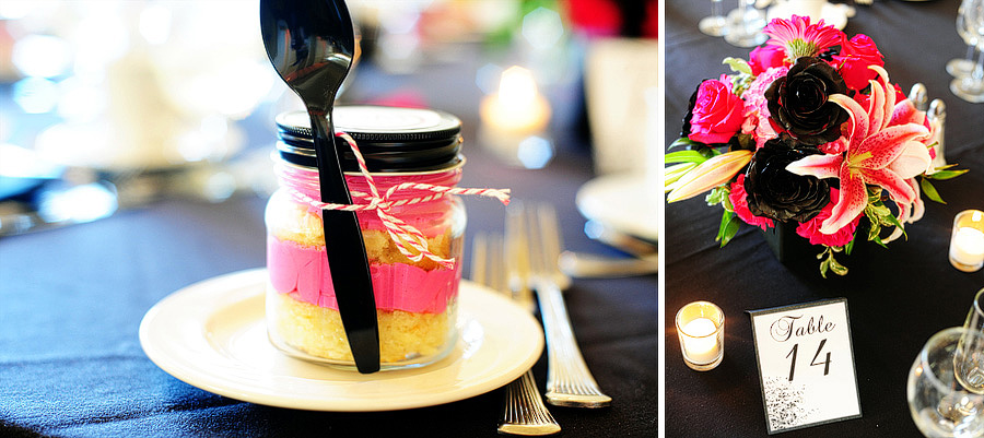 They had cupcakes in a jar for favors (eee!) and some incredible floral arrangements done by Lori Kunian at Affairs to Remember.