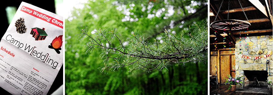 Jamie & Jon had some awesome details. Their newspaper-style program for guests, the rain -- a very important detail to set the mood! -- and their ceremony spot!