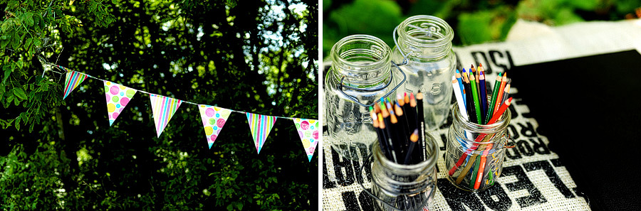 They also had bunting -- love! -- and colored pencils for their guests to use on the guest book. :)