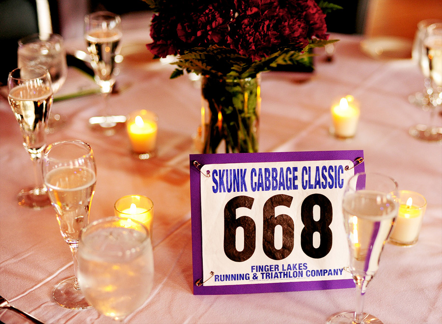 They had Taryn's race numbers as table numbers. :) 