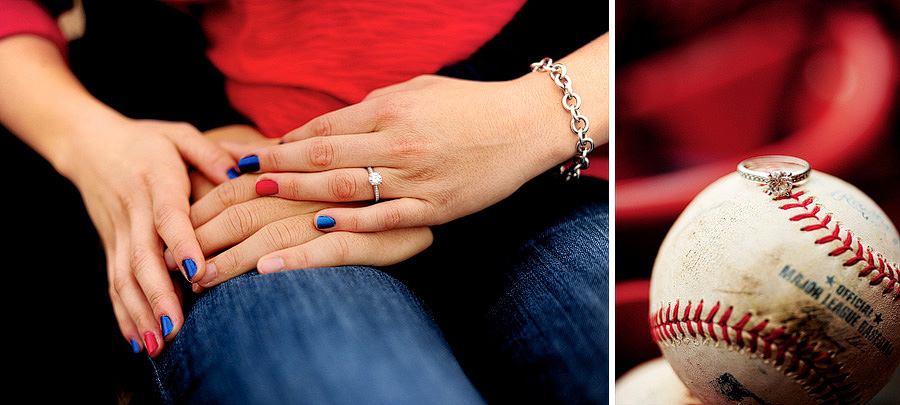 I loved Kari & Barry's ring shots -- first with their matching outfits, and second on a baseball in Fenway Park. :)