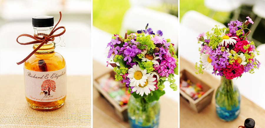 They made homemade moonshine for their guests, and had some of the most gorgeous, colorful flowers on the tables.