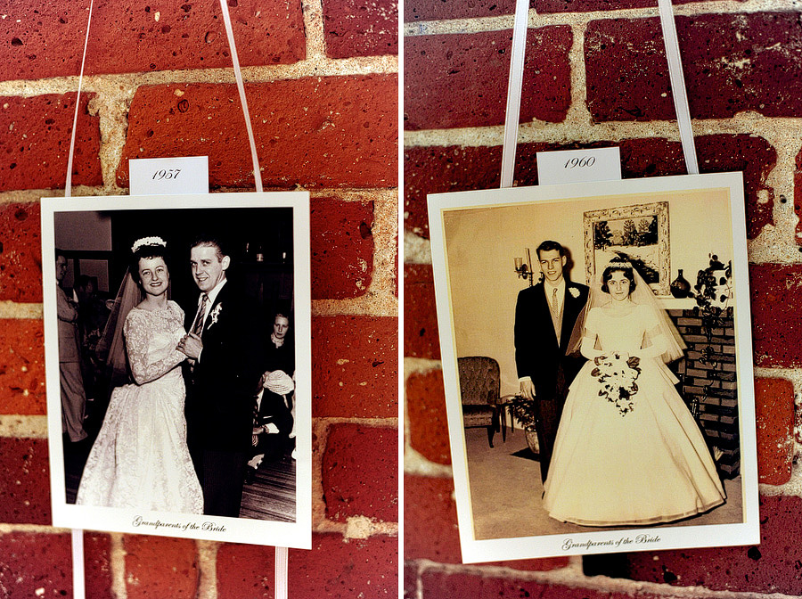 Sarah & Ben had their family's old wedding photos on display all around the reception.