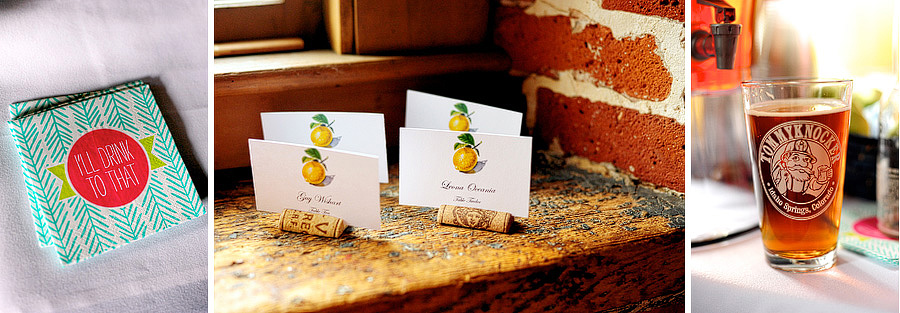 Adorable napkins, amazing place cards, and good beer -- what more could you want?