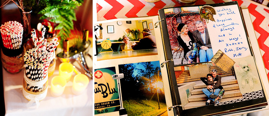 Their homemade scrapbook served as an awesome guest book -- and featured some of the engagement photos I did for them. :)