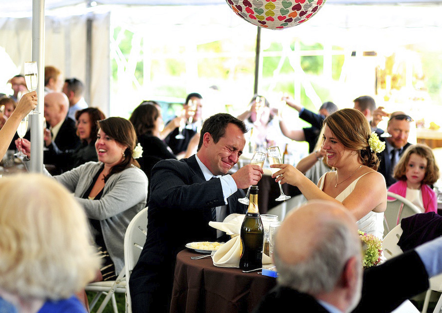 While Anna & Sean sat at their own table, it was centrally located, allowing them to be amongst their family & friends during dinner and toasts!