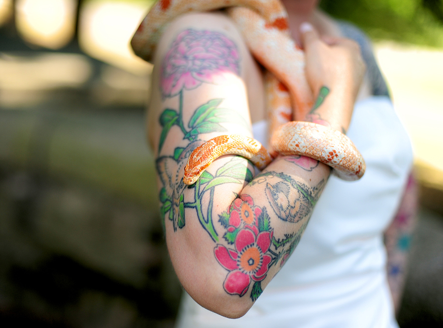 tattooed bride with a snake