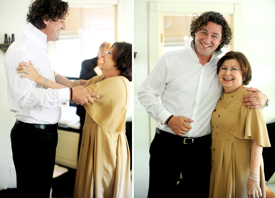 happy groom with his mom