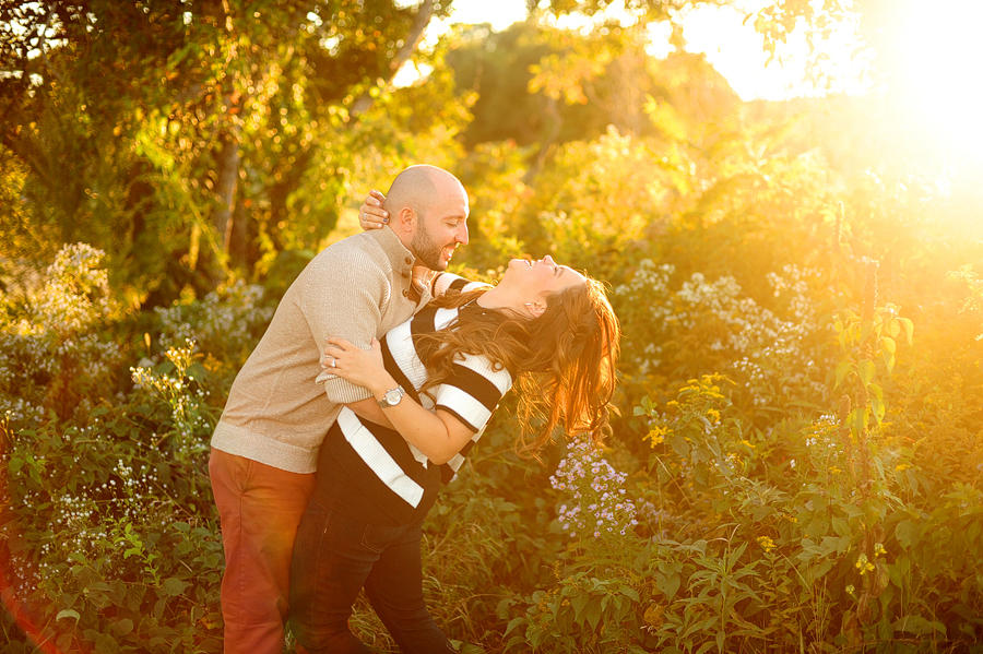 engagement session at sunset at fort williams park