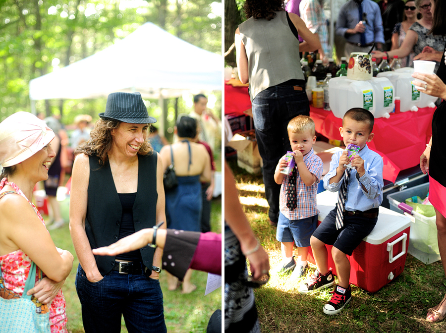 guests at a casual backyard maine wedding