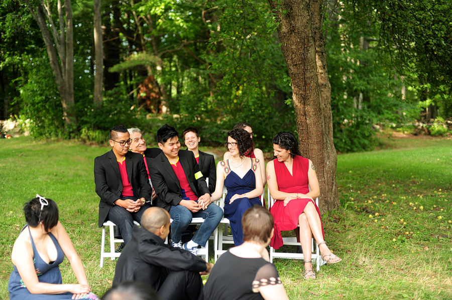 casual outdoor wedding ceremony in cape neddick