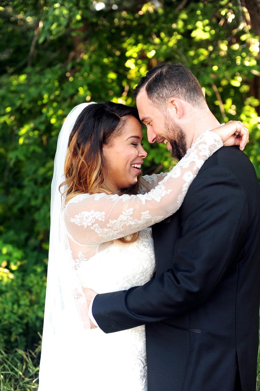 happy wedding couple at their brownfield maine wedding