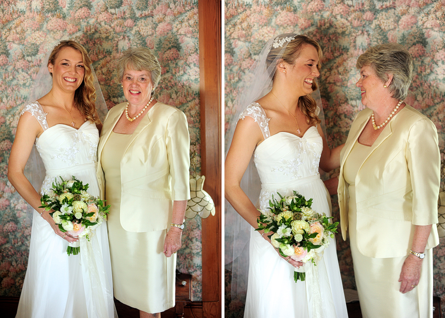 a happy bride with her mom