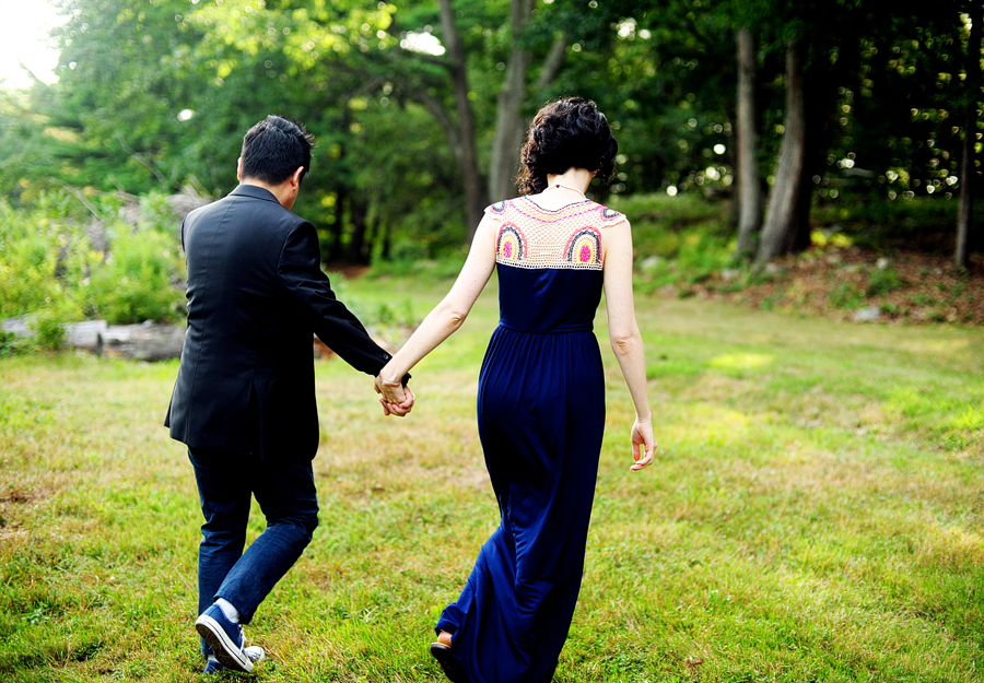 bride in a navy blue wedding dress