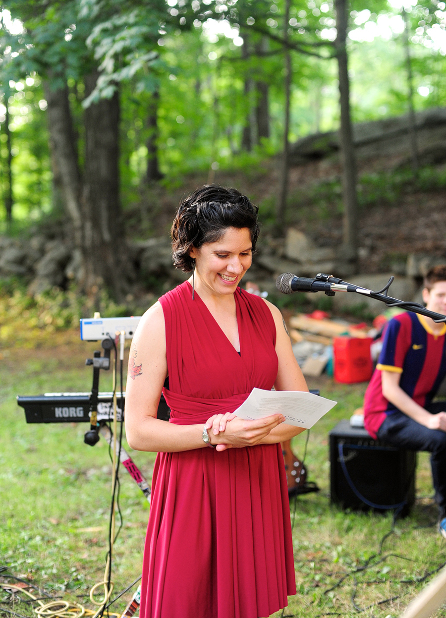 wedding toast at a casual, outdoor maine wedding