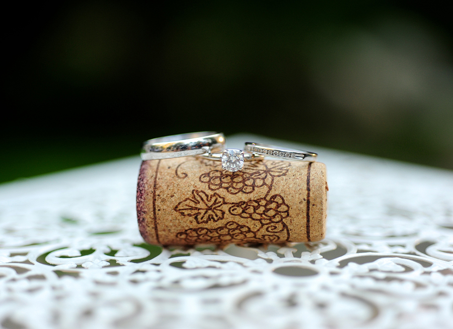 wedding rings on wine cork
