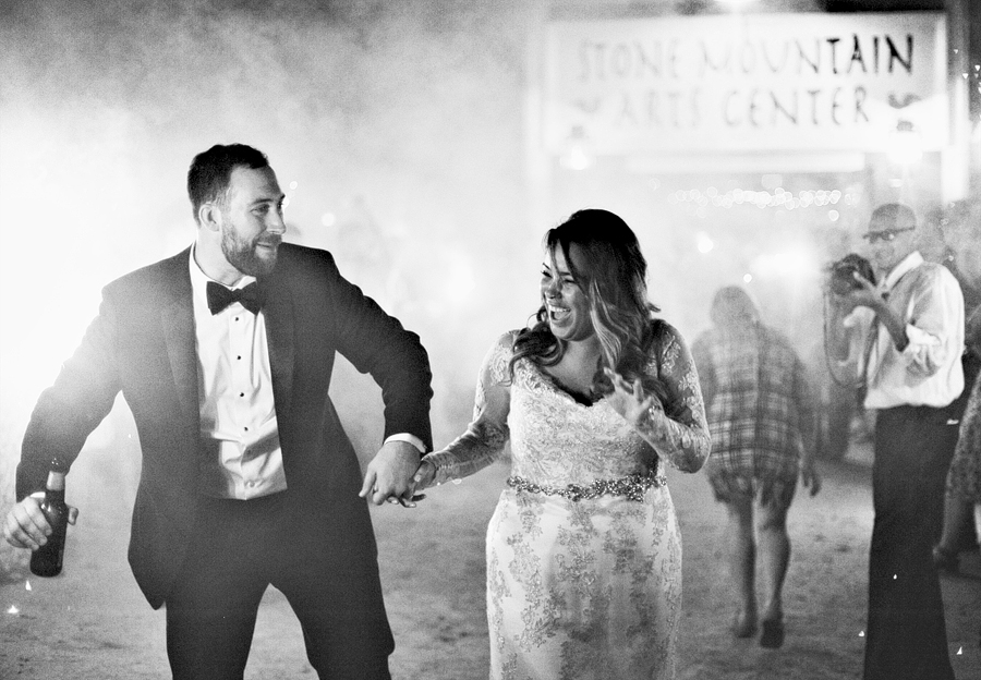 stone mountain arts center wedding sparkler sendoff