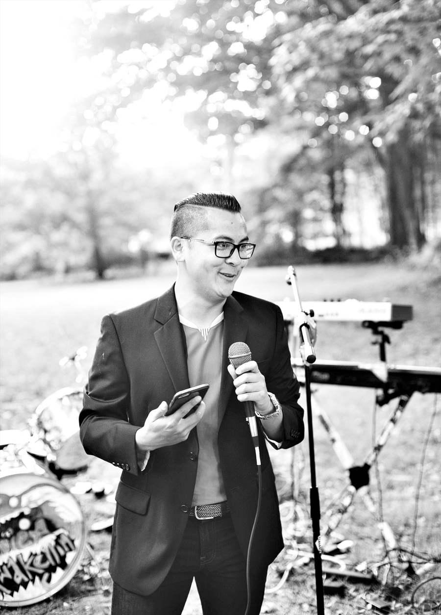 black and white wedding toast at a maine wedding