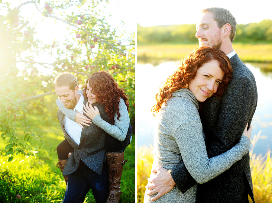 romantic engagement photos at sunset in standish, maine