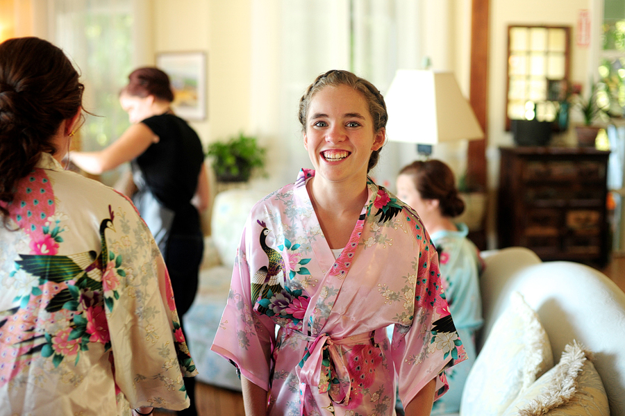 bridesmaids in matching robes