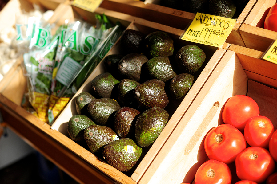 basil, avocados, and tomatoes