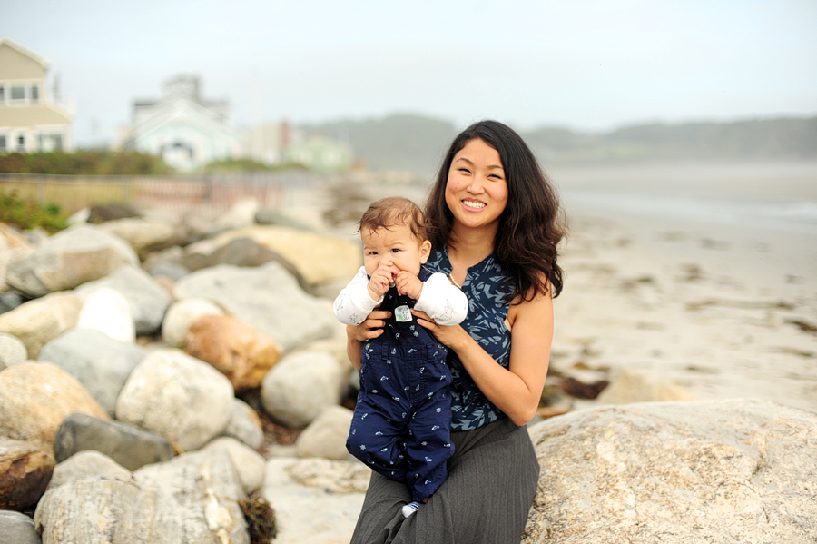 family session on a rocky beach in maine