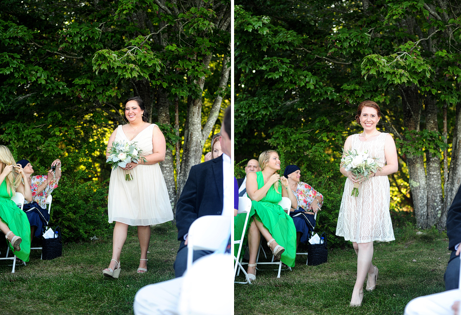 bridesmaids walking down the aisle