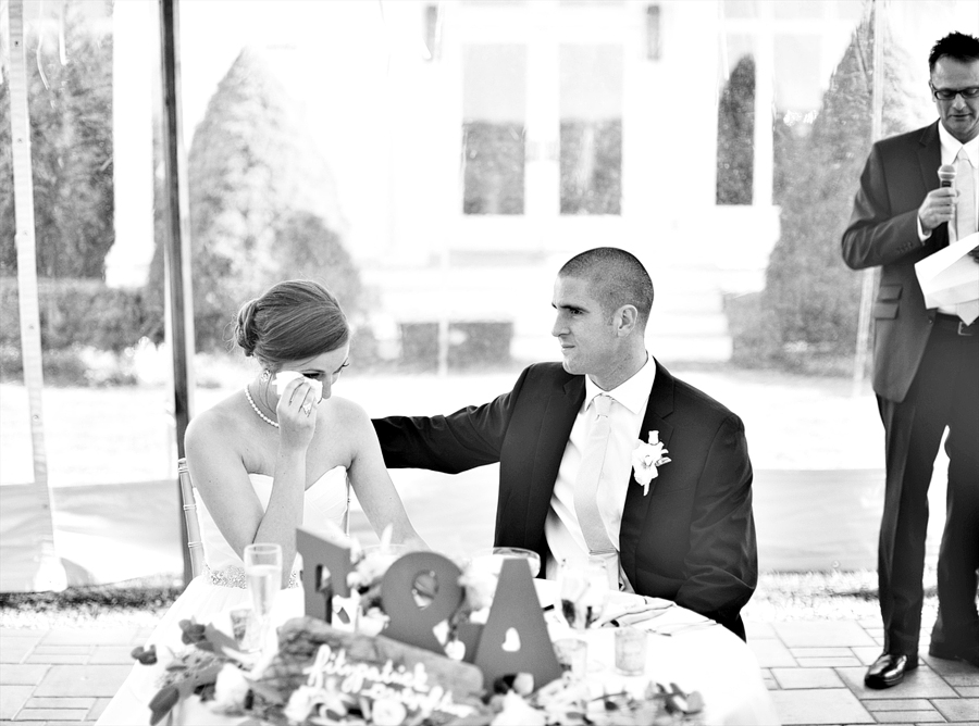 black and white photo of an emotional toast