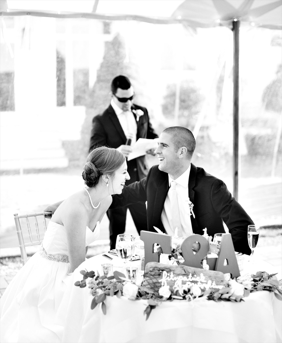 black and white wedding toast photo