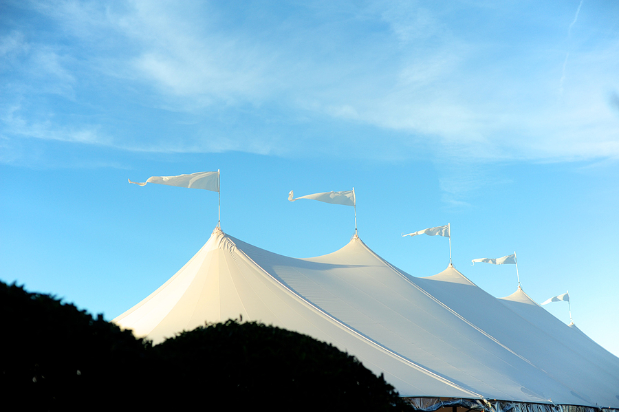 wedding tent with flags