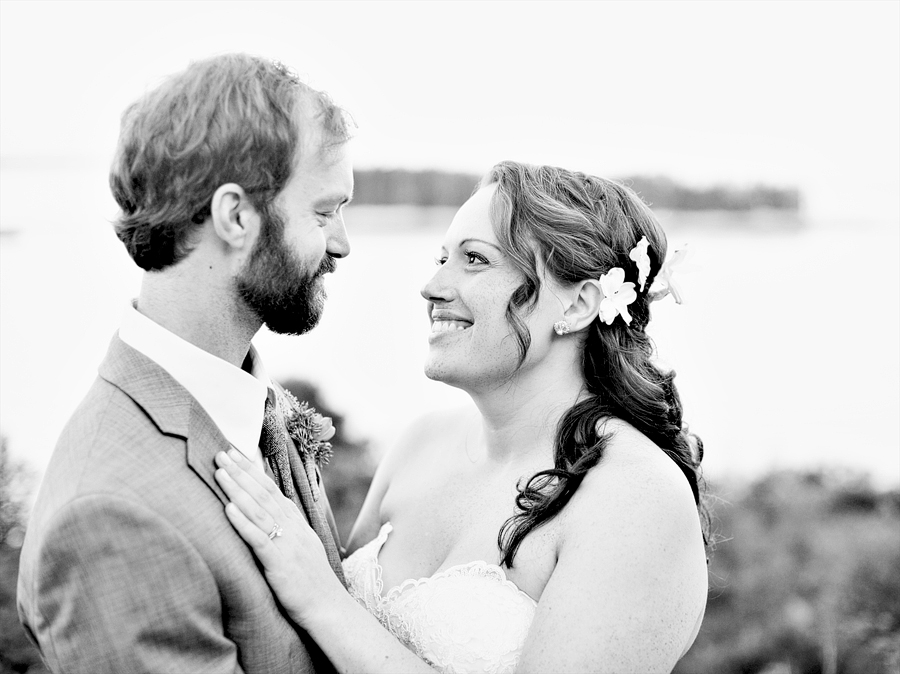 romantic black and white wedding photo in maine