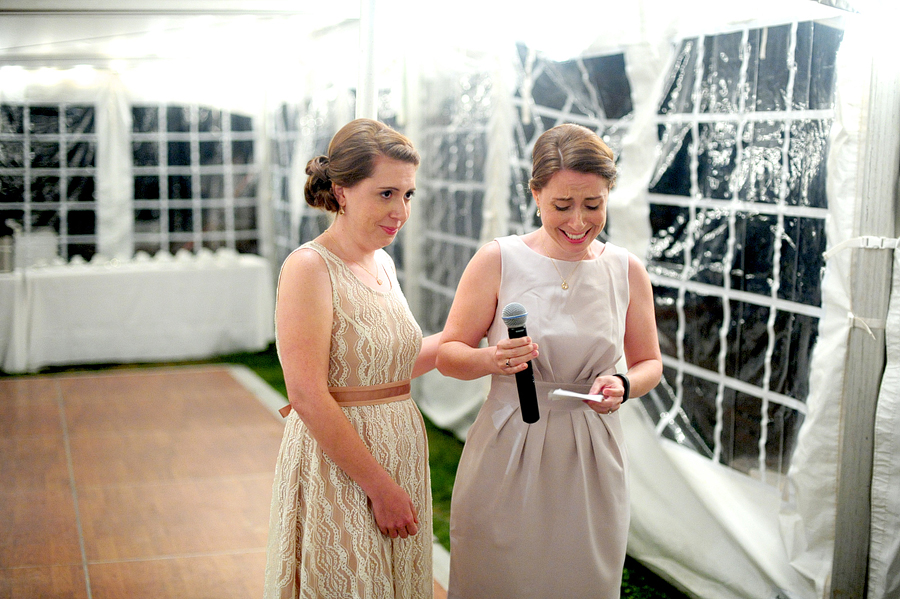 sisters giving a joint wedding toast