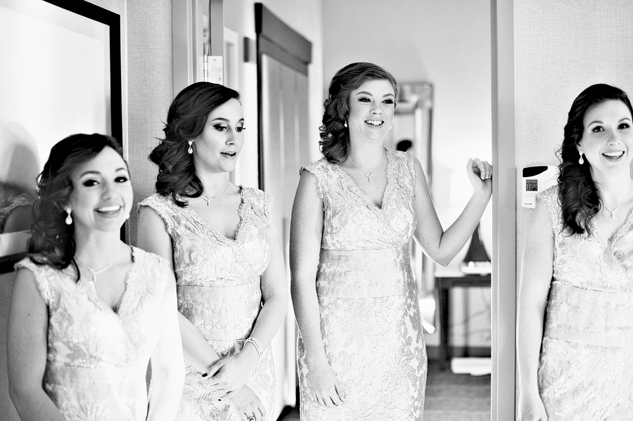 black and white photo of bridesmaids